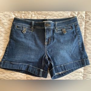 Denim Shorts with Buttons, Longer inseam